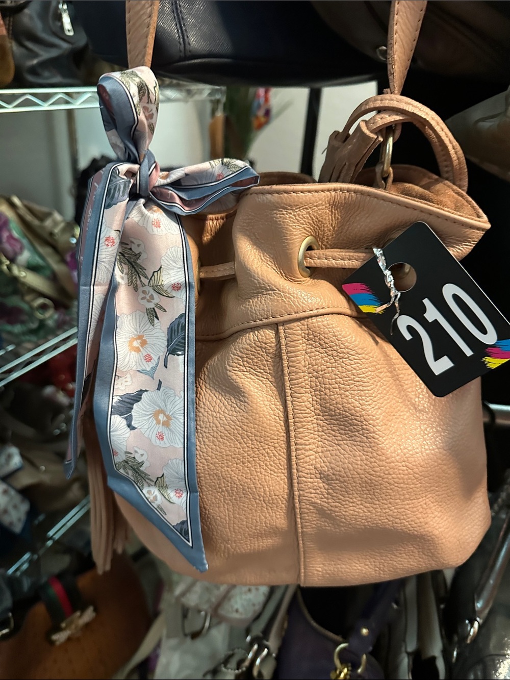 Coach and Four Blush Pink Leather Drawstring Shoulder Bucket Bag